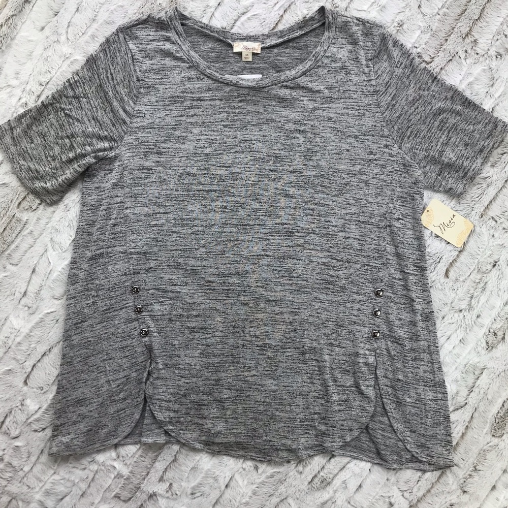 [Misia] Heather Gray Short Sleeve Knit Top Size 3X Womens Shirt